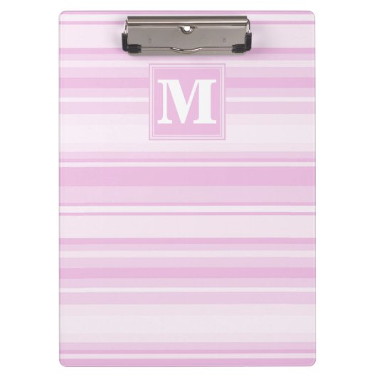 Monogram baby roze strepen klembord (Voorkant)