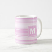 Monogram baby roze strepen koffiemok (Voorkant rechts)