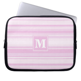 Monogram baby roze strepen laptop sleeve