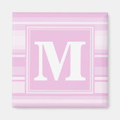 Monogram baby roze strepen magneet (Voorkant)