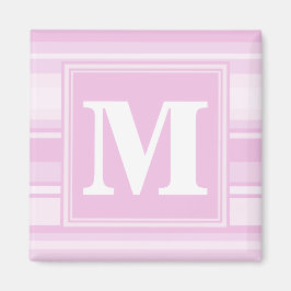 Monogram baby roze strepen magneet