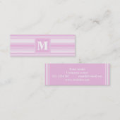 Monogram baby roze strepen mini visitekaartje (Voorkant / Achterkant)