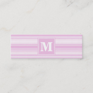 Monogram baby roze strepen mini visitekaartje