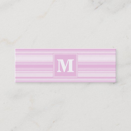 Monogram baby roze strepen mini visitekaartje (Voorkant)