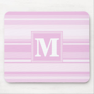 Monogram baby roze strepen muismat