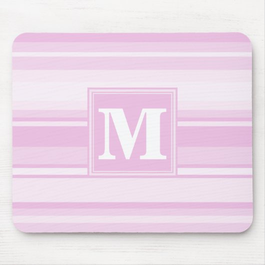 Monogram baby roze strepen muismat (Voorkant)