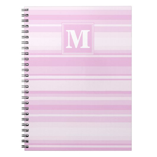 Monogram baby roze strepen notitieboek (Voorkant)
