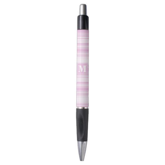 Monogram baby roze strepen pen (Voorkant Verticaal)