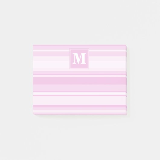 Monogram baby roze strepen post-it® notes (Voorkant)