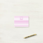 Monogram baby roze strepen post-it® notes (Op bureau)