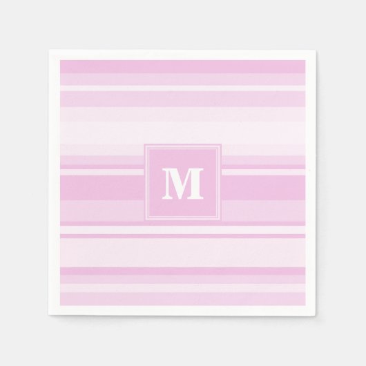 Monogram baby roze strepen servet (Voorkant)