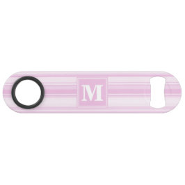 Monogram baby roze strepen speed flessenopener