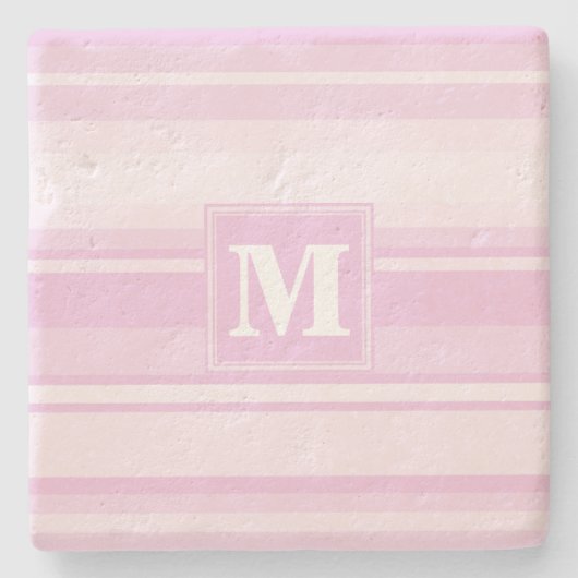 Monogram baby roze strepen stenen onderzetter (Voorkant)