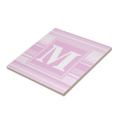 Monogram baby roze strepen tegeltje (Zijkant)