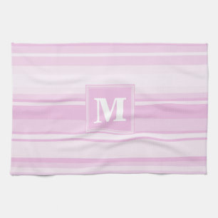 Monogram baby roze strepen theedoek