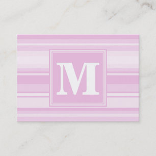 Monogram baby roze strepen visitekaartje