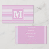 Monogram baby roze strepen visitekaartje (Voorkant / Achterkant)