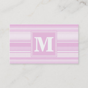 Monogram baby roze strepen visitekaartje