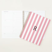  Monogram Baby Roze & Witte Strepen Gestreept Planner (Display)