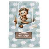 Monogram Baby shower Gift Bag met Pilot Beer Art Medium Cadeauzakje (Achterkant)