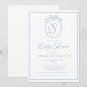 Monogram Baby shower Kaart (Voorkant / Achterkant)