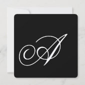 Monogram baby shower met zwarte strepen kaart (Achterkant)