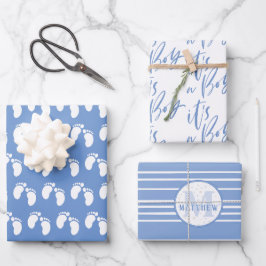 Monogram Baby shower, Newborn Baby Het is een jong Inpakpapier Vel