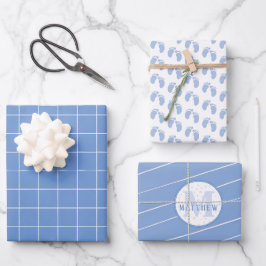 Monogram Baby shower Newborn Baby Voetafdruk Inpakpapier Vel