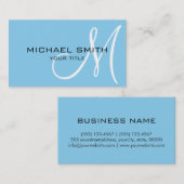 Monogram Babyblauwe achtergrond Visitekaartje (Voorkant / Achterkant)