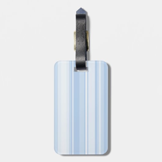 Monogram babyblauwe strepen bagagelabel (Achterkant verticaal)