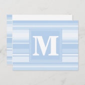 Monogram babyblauwe strepen briefkaart (Voorkant / Achterkant)