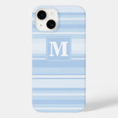 Monogram babyblauwe strepen Case-Mate iPhone case (Achterkant)