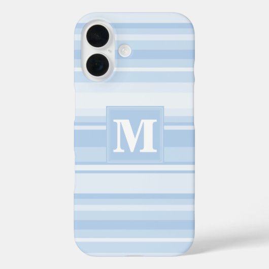 Monogram babyblauwe strepen Case-Mate iPhone case (Achterkant)