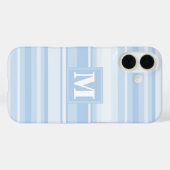 Monogram babyblauwe strepen Case-Mate iPhone case (Achterkant (horizontaal))