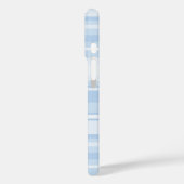 Monogram babyblauwe strepen Case-Mate iPhone case (Achterkant / Links)