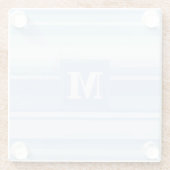 Monogram babyblauwe strepen glazen onderzetter (Achterkant)