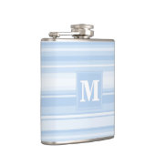 Monogram babyblauwe strepen heupfles (Rechts)