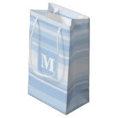 Monogram babyblauwe strepen klein cadeauzakje (Achterkant Gekanteld)