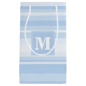 Monogram babyblauwe strepen klein cadeauzakje (Voorkant)