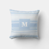 Monogram babyblauwe strepen kussen (Voorkant)