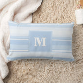 Monogram babyblauwe strepen kussen (Deken)
