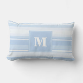Monogram babyblauwe strepen kussen