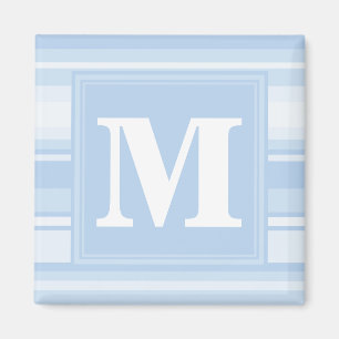 Monogram babyblauwe strepen magneet