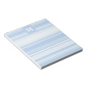 Monogram babyblauwe strepen notitieblok (Schuin)