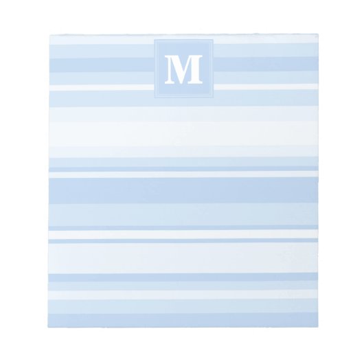 Monogram babyblauwe strepen notitieblok (Voorkant)