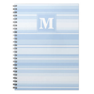 Monogram babyblauwe strepen notitieboek