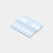 Monogram babyblauwe strepen post-it® notes (Schuin)