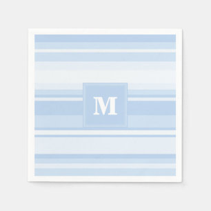 Monogram babyblauwe strepen servetten