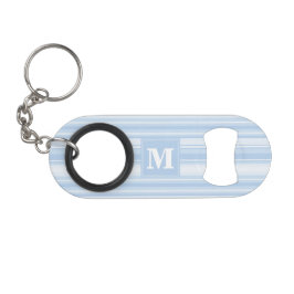Monogram babyblauwe strepen sleutelhanger flessenopener