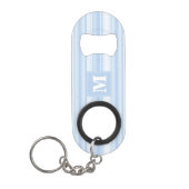 Monogram babyblauwe strepen sleutelhanger flessenopener (Voorkant)